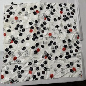 Vintage Cejon Silk Scarf Dice Die White Red Black Square Mod